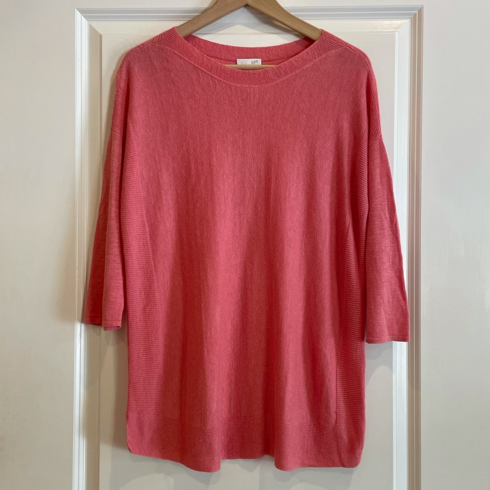 J. Jill Coral-Pink Knit Crewneck Pullover